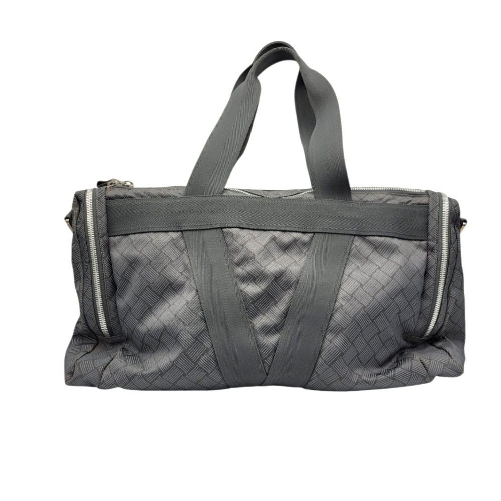Bottega Veneta Intreccio Tech Fabric Duffle Bag in Grey with Strap & Dust Bag